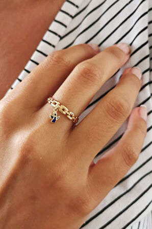 Melek Sallantılı Altın Zincir Yüzük