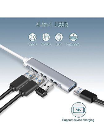 USB ÇOĞALTICI ÇOKLAYICI 4 PORT USB 3.0 HUB SLİM ADAPTÖR SPLİTTER PC LAPTOP NOTEBOOK IÇİN 20 CM