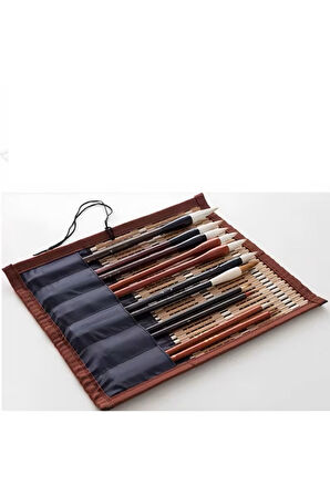 Sanatsal Rulo Fırça Çantası (Bambu) 15-20 Kapasiteli