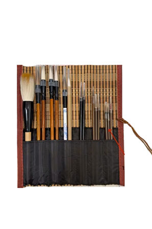 Sanatsal Rulo Fırça Çantası (Bambu) 15-20 Kapasiteli
