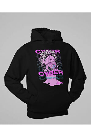 Cyber Street Style Baskılı Unisex Oversize Hoodie