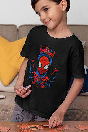 The Amazing Spider-Man Baskılı Unisex Örümcek Adam Çizgi Film Çocuk Tişört (1-12 YAŞ)