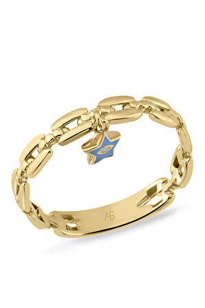 Yıldız Sallantılı Altın Zincir Yüzük