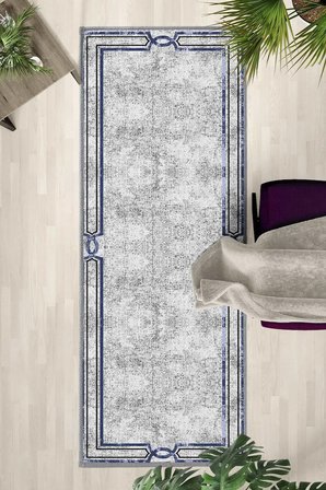 Ehl 188 Aykadife Alaz Mavi Salon Mutfak Yatak Odası Dijital Baskı Yolluk Halı