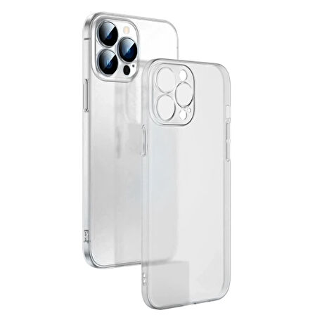 Ally iPhone 13 Pro 6.1inch Frosted Glass Şeffaf Kamera Korumalı Kılıf