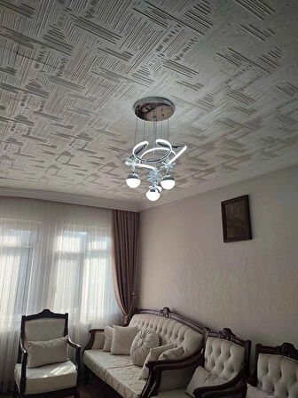 MODERN LÜKS SALON MODEL DRON LEDLİ 3 RENK KROM SARKIT AVİZE