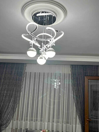 MODERN LÜKS SALON MODEL DRON LEDLİ 3 RENK KROM SARKIT AVİZE