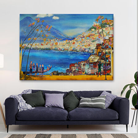 Güney İtalya Yağlıboya Görünüm Dekoratif Kanvas Duvar Tablosu-3578