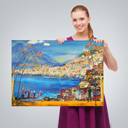 Güney İtalya Yağlıboya Görünüm Dekoratif Kanvas Duvar Tablosu-3578