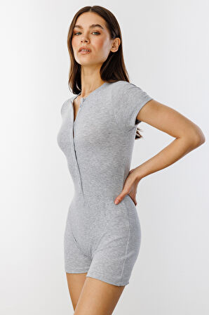  Fitilli Kısa Kollu Kısa Tulum Short Romper KISAKOL-TULUM