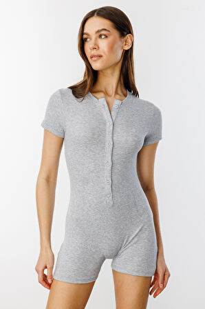  Fitilli Kısa Kollu Kısa Tulum Short Romper KISAKOL-TULUM