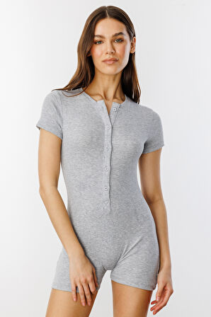  Fitilli Kısa Kollu Kısa Tulum Short Romper KISAKOL-TULUM