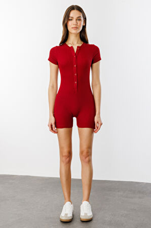  Fitilli Kısa Kollu Kısa Tulum Short Romper KISAKOL-TULUM
