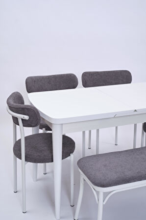 Nehir Alfa Banklı Lak Panel Açılır Mutfak Masa Takımı 75x130cm