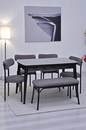 Nehir Alfa Banklı Lak Panel Açılır Mutfak Masa Takımı 75x130cm