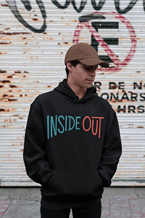 Insiide Out Baskılı Unisex Oversize Ters Yüz Çizgi Film Hoodie