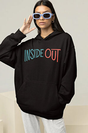 Insiide Out Baskılı Unisex Oversize Ters Yüz Çizgi Film Hoodie