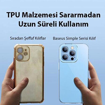 Baseus Süper İnce Sararmaz Kamera Korumalı Şeffaf iPhone 14 Pro Kılıf Parmak İzi Bırakmaz İphone14 Pro