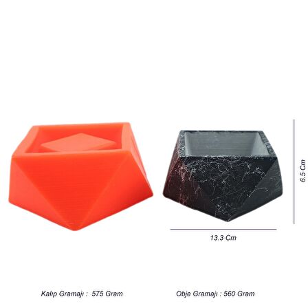 Prizma Beton Saksı Silikon Kalıp - 115