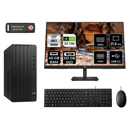 HP PRO TOWER 290 G9 MX1ESD337 i7 13700 40GB RAM 512GB SSD GT730 4GB 21.5" FDOS MASAÜSTÜ PC