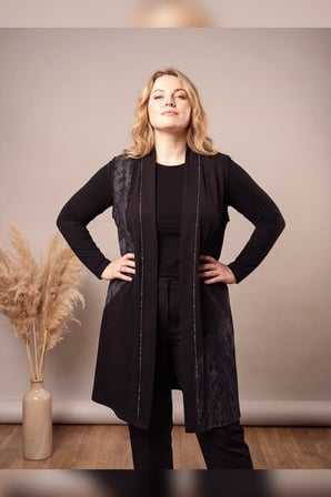 Wearon Kadın Oysho Kumaş İpek Kupra Kombinli Siyah Yudum Yelek