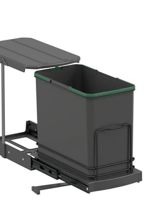 S-2571-a Tek Bölmeli Teleskopik Raylı Plastik Gövde Çöp Kovası 24 Lt.