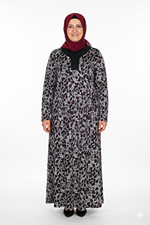 Hesna Kadın Minel Battal Beden Kuplu Boydan Siyah Elbise Desen 26