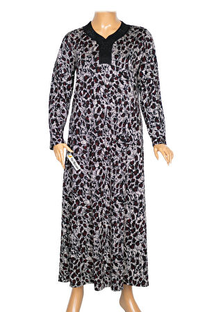 Hesna Kadın Minel Battal Beden Kuplu Boydan Siyah Elbise Desen 26