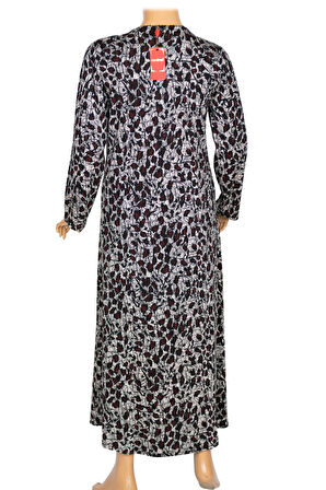 Hesna Kadın Minel Battal Beden Kuplu Boydan Siyah Elbise Desen 26