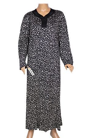 Hesna Kadın Minel Battal Beden Kuplu Boydan Siyah Elbise Desen 28