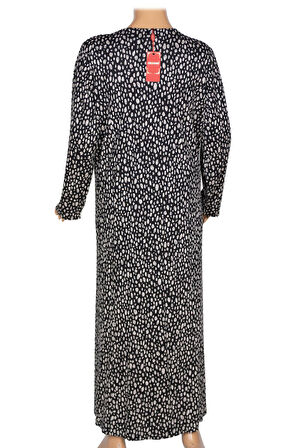 Hesna Kadın Minel Battal Beden Kuplu Boydan Siyah Elbise Desen 28