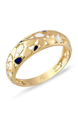 Mineli Altın Bombeli Yüzük