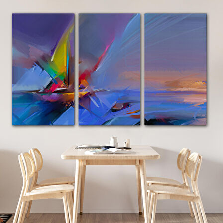 Fırça Darbeli Yelkenli Soyut Yağlıboya Görünüm Kanvas Tablosu-3585