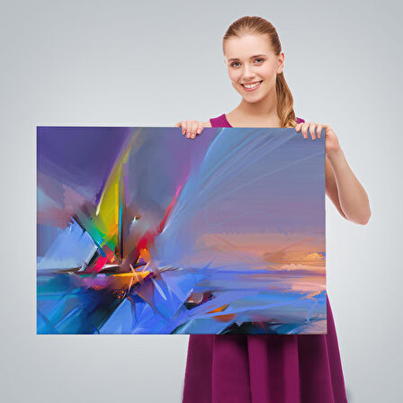 Fırça Darbeli Yelkenli Soyut Yağlıboya Görünüm Kanvas Tablosu-3585