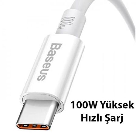 Baseus Super Şarj Kopmaz Kablo 100W Type-C Şarj Kablosu 480Mbps Veri Aktarım Kablosu USB to Type-C