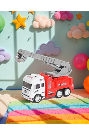 Eğitici Oyuncaklar Oyuncak İtfaiye Arabası 15cm Sürtmeli Araç Erkek Çocuk Oyuncakları