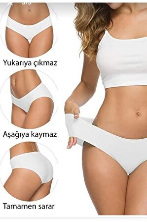 Kadın Lazer Kesim Dikişsiz Esnek Iz Yapmayan Toparlayıcı 5'li 5 Adet Külot
