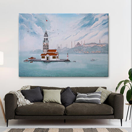 Kız Kulesi Yağlıboya Görünüm Dekoratif Kanvas Tablo-3587