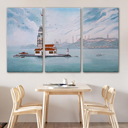 Kız Kulesi Yağlıboya Görünüm Dekoratif Kanvas Tablo-3587