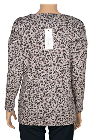 Barem Kadın Lina Büyük Beden Kışlık V Yaka Yumoş Kahve Bluz D08