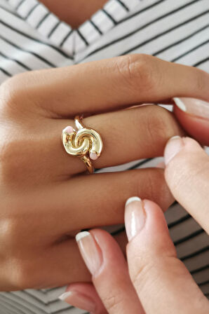 Altın Mercan Taşlı Döngü Yüzük