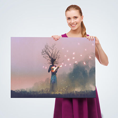 Geceyarısı Ud Çalan Kadın Kanvas Tablo-3593