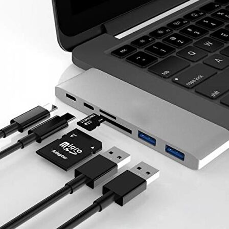 Coofbe Typc-e USB 3.0 Type-C Şarj Usb Kart Reader Çoğaltıcı Hub 6in1 sd kart okuyucu Usb Çoğaltıcı
