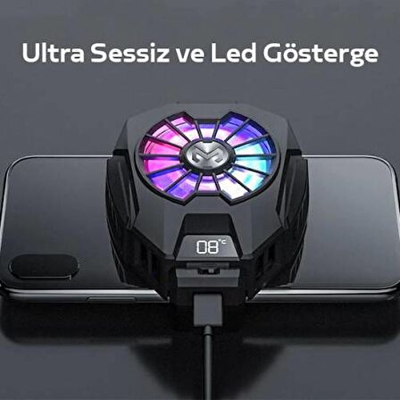 Coofbe RGB Led Işıklı Telefon Isı Göstergeli Telefon Soğutucu Fanı, Ultra Sessiz Soğutucu