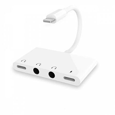 Coofbe Apple Lightning İphone ve İpad İçin 4in1 2x Lightning ve 2x 3.5MM Kulaklık Çoğaltıcı Adaptör