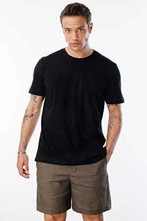 Erkek Tişört Standart Kalıp Basic Bisiklet Yaka t-shirt BASIC-MANKENSİZ1