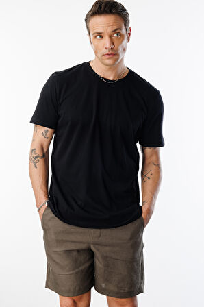 Erkek Tişört Standart Kalıp Basic Bisiklet Yaka t-shirt BASIC-MANKENSİZ2