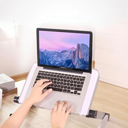 Coofbe Alüminyum Yükseklik Ayarlı Katlanabilir Laptop Sehpası Notebook Macbook Standı Dizüstü Laptop Sehpası