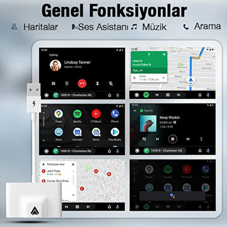 Ally USB+Type-C Adaptör Android Kablosuz Carplay Adaptör Çevirici