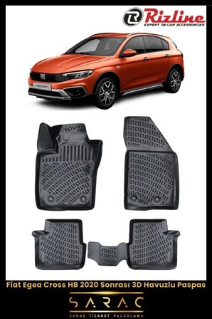 Rizline Fiat Egea Cross HB 2022 Model 3D Havuzlu Paspas